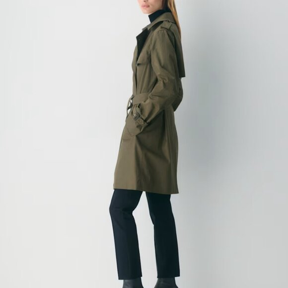 NWT Aritzia New The Finch Mid Trench Coat - City Twill Olive L - Picture 3 of 12